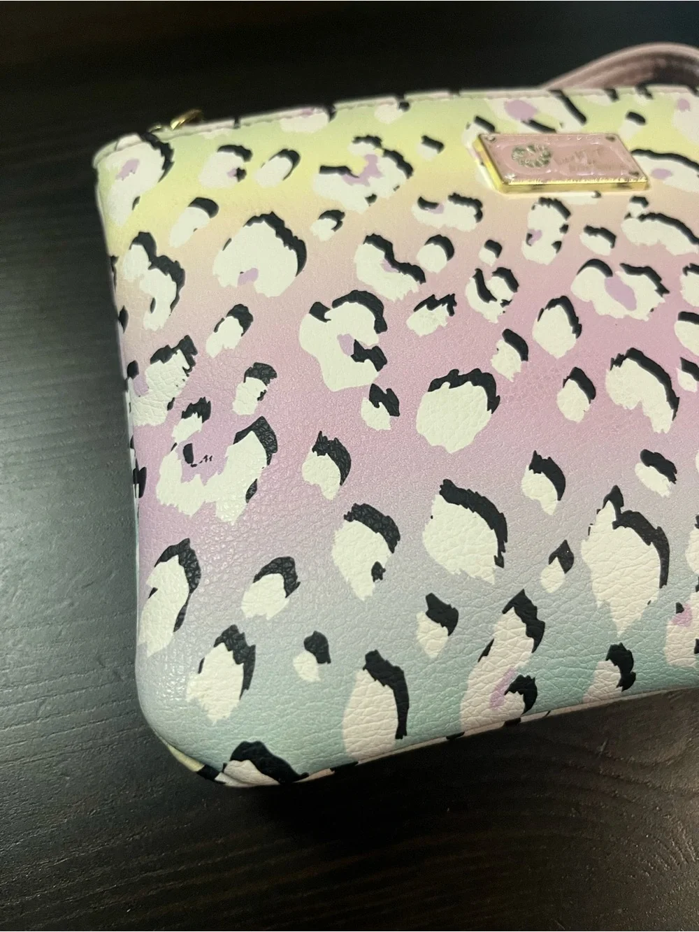 EUC Luv Betsey Johnson Pastel Leopard Crossbody Wristlet